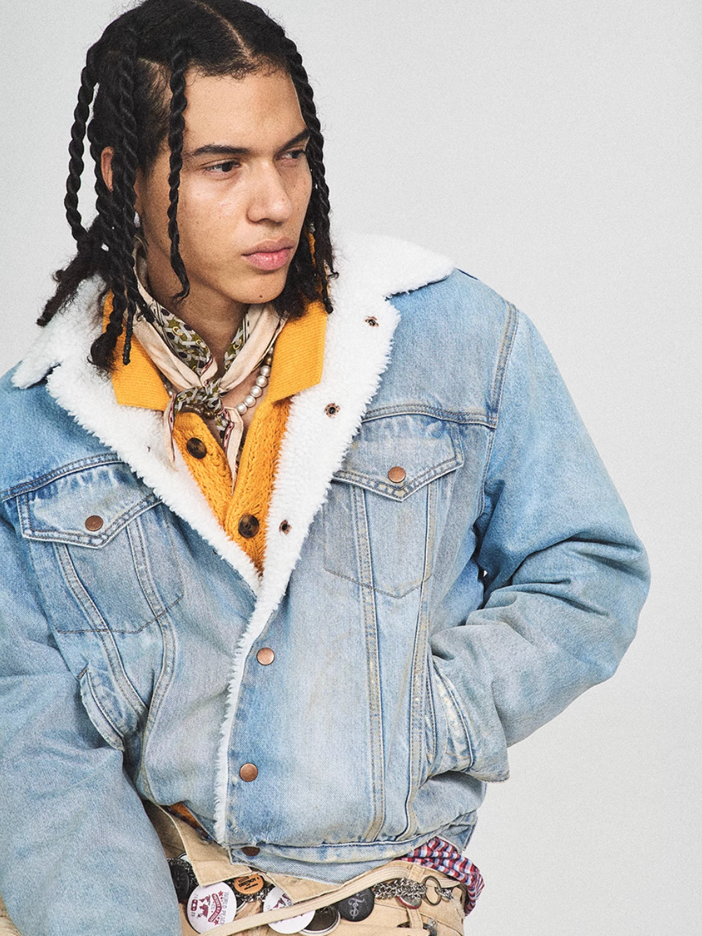 STEEPC Sherpa Lined Washed Denim Jacket | Face 3 Face