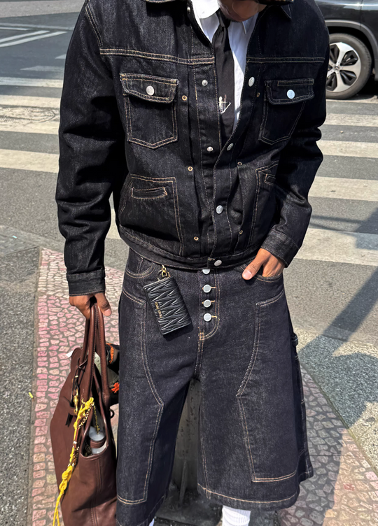 STEEPC Stitched Detail Denim Jacket | Face 3 Face