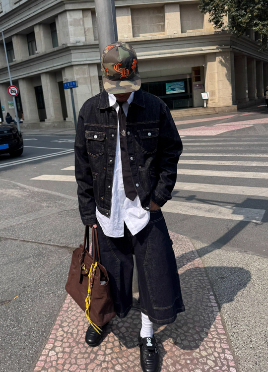 STEEPC Stitched Detail Denim Jacket | Face 3 Face