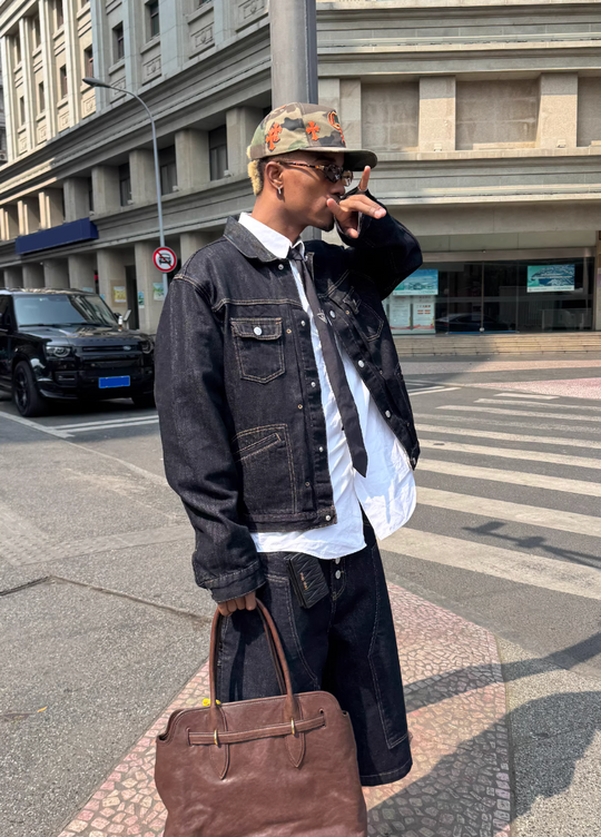 STEEPC Stitched Detail Denim Jacket | Face 3 Face