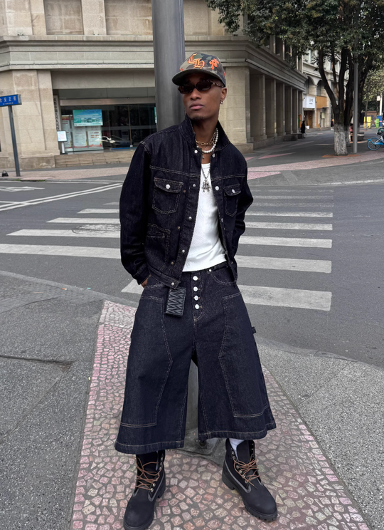 STEEPC Stitched Detail Denim Jacket | Face 3 Face