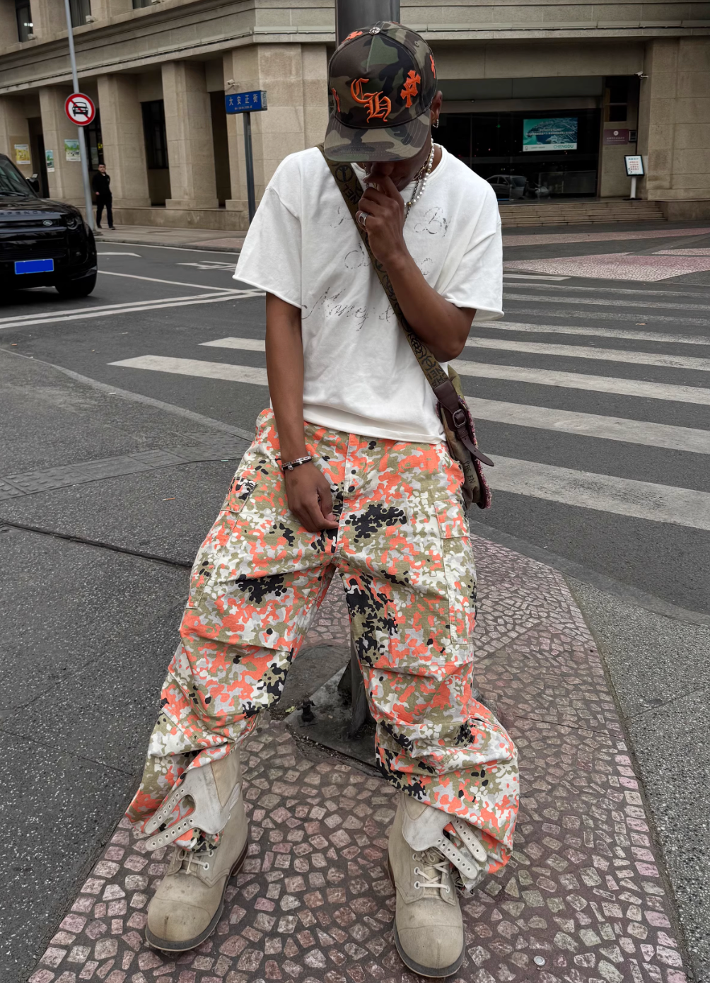 STEEPC Orange Camouflage Cargo Pants | Face 3 Face