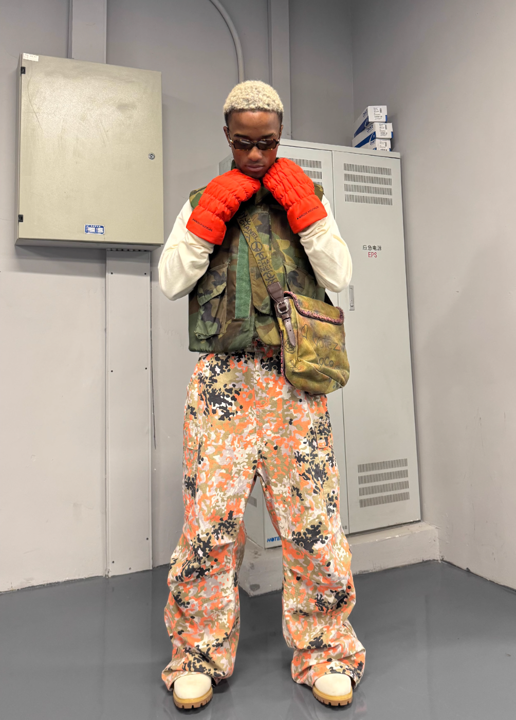 STEEPC Orange Camouflage Cargo Pants | Face 3 Face