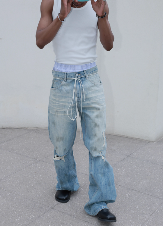STEEPC Dirty Washed Faded Distressed Jeans | Face 3 Face
