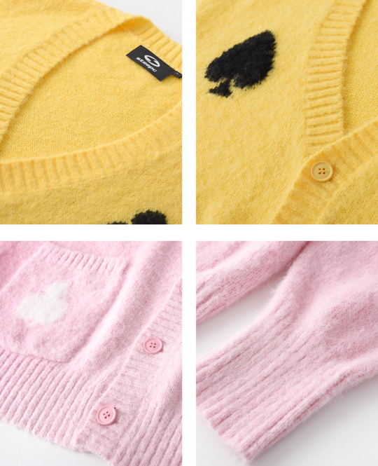 STEEPC Card Suits Wool Blend Knit Cardigan | Face 3 Face