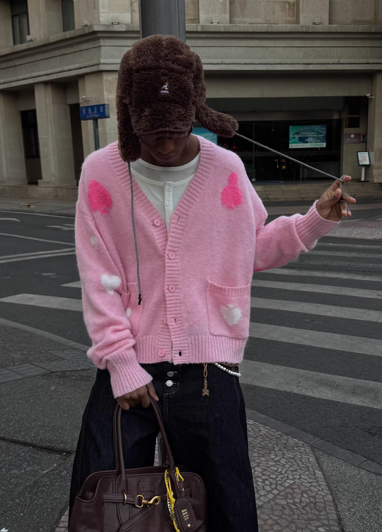 STEEPC Card Suits Wool Blend Knit Cardigan | Face 3 Face