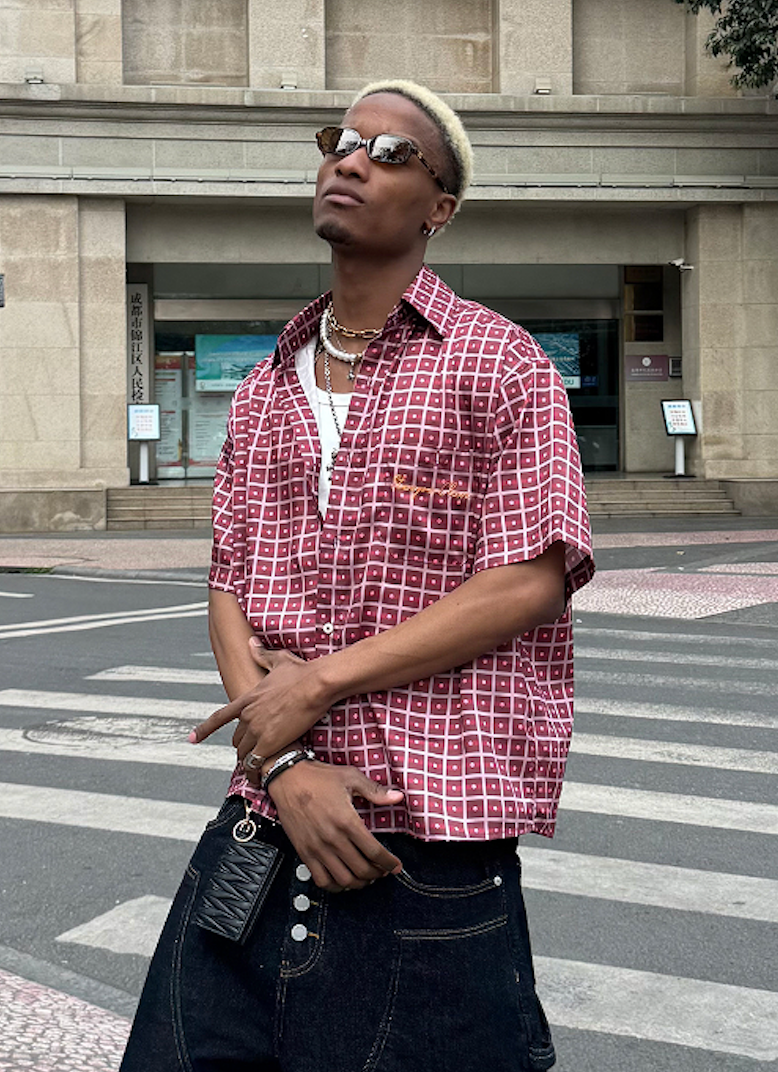 STEEPC Plaid Boxy Wide Short Sleeve Shirt | Face 3 Face