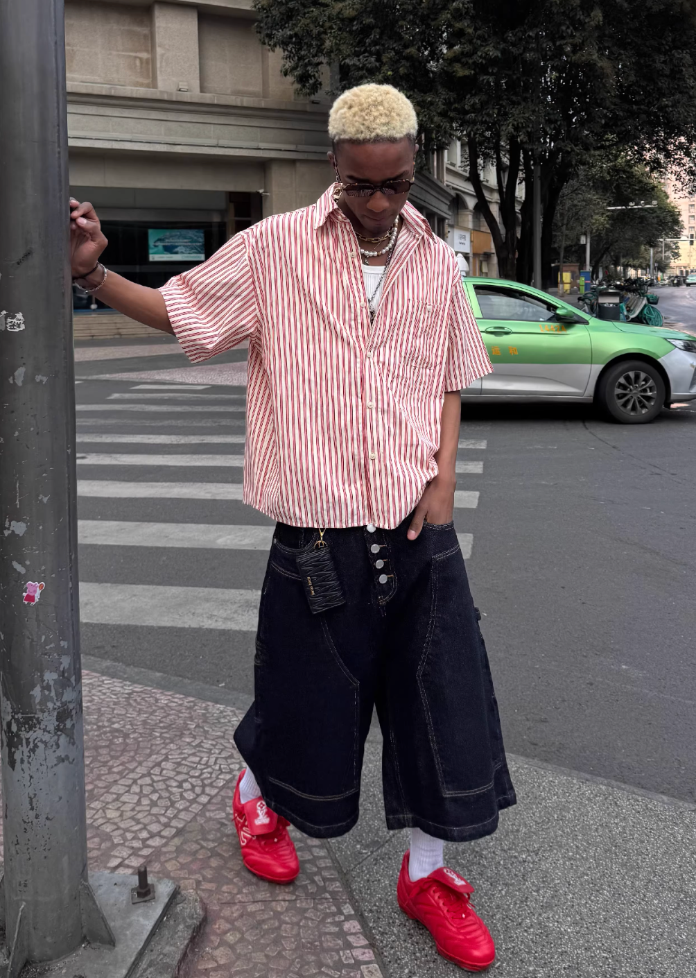 STEEPC Striped Boxy Wide Short Sleeve Shirt | Face 3 Face