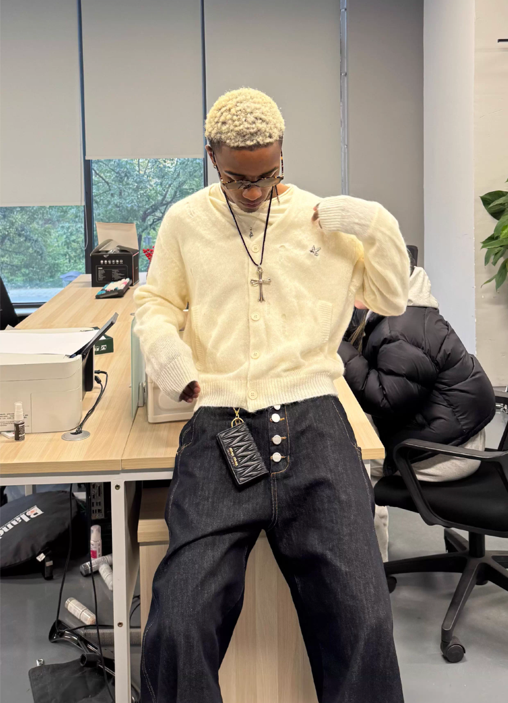 STEEPC Distressed Embroidered Wool Blend Knit Cardigan | Face 3 Face