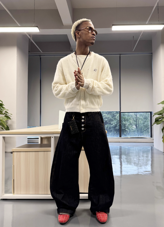 STEEPC Distressed Embroidered Wool Blend Knit Cardigan | Face 3 Face