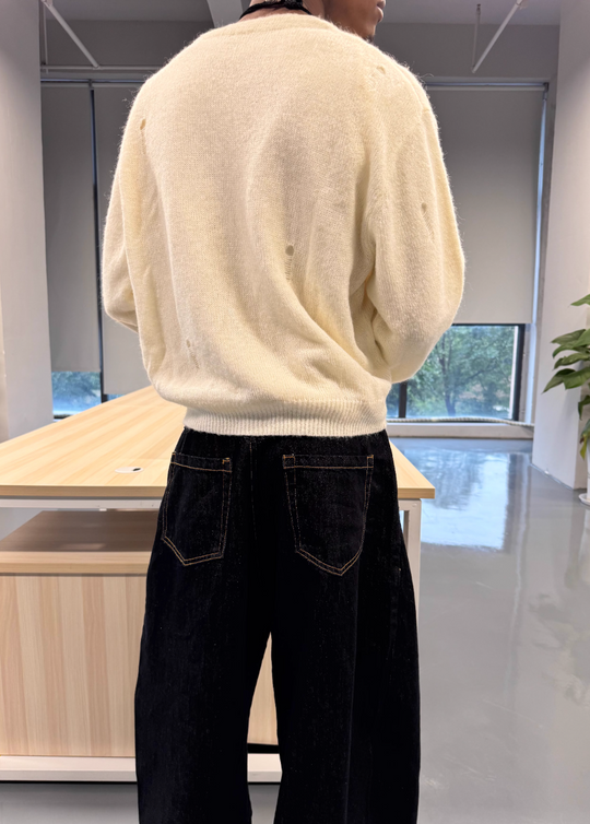 STEEPC Distressed Embroidered Wool Blend Knit Cardigan | Face 3 Face