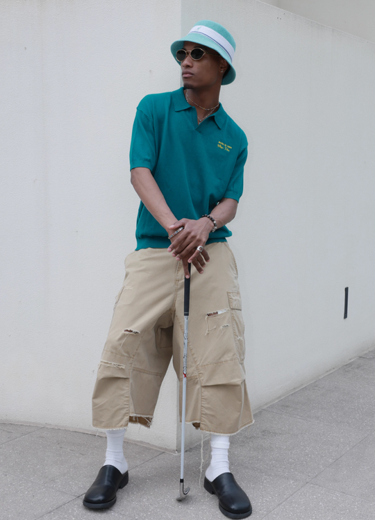 STEEPC Embroidered Boxy Knit Polo | Face 3 Face