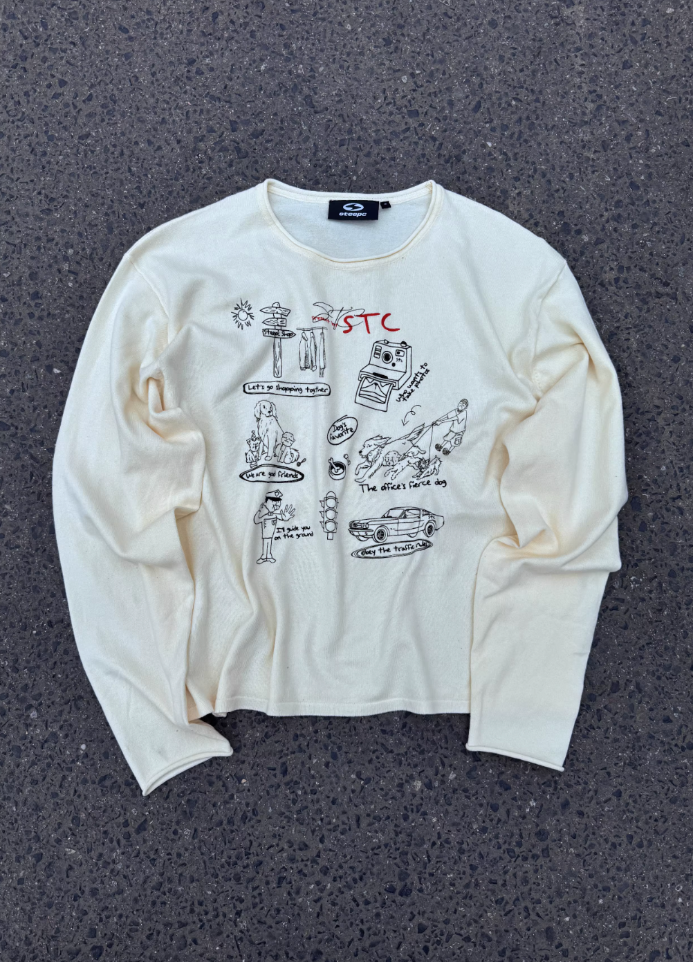 STEEPC Graffiti Print Boxy Long Sleeve Tee | Face 3 Face