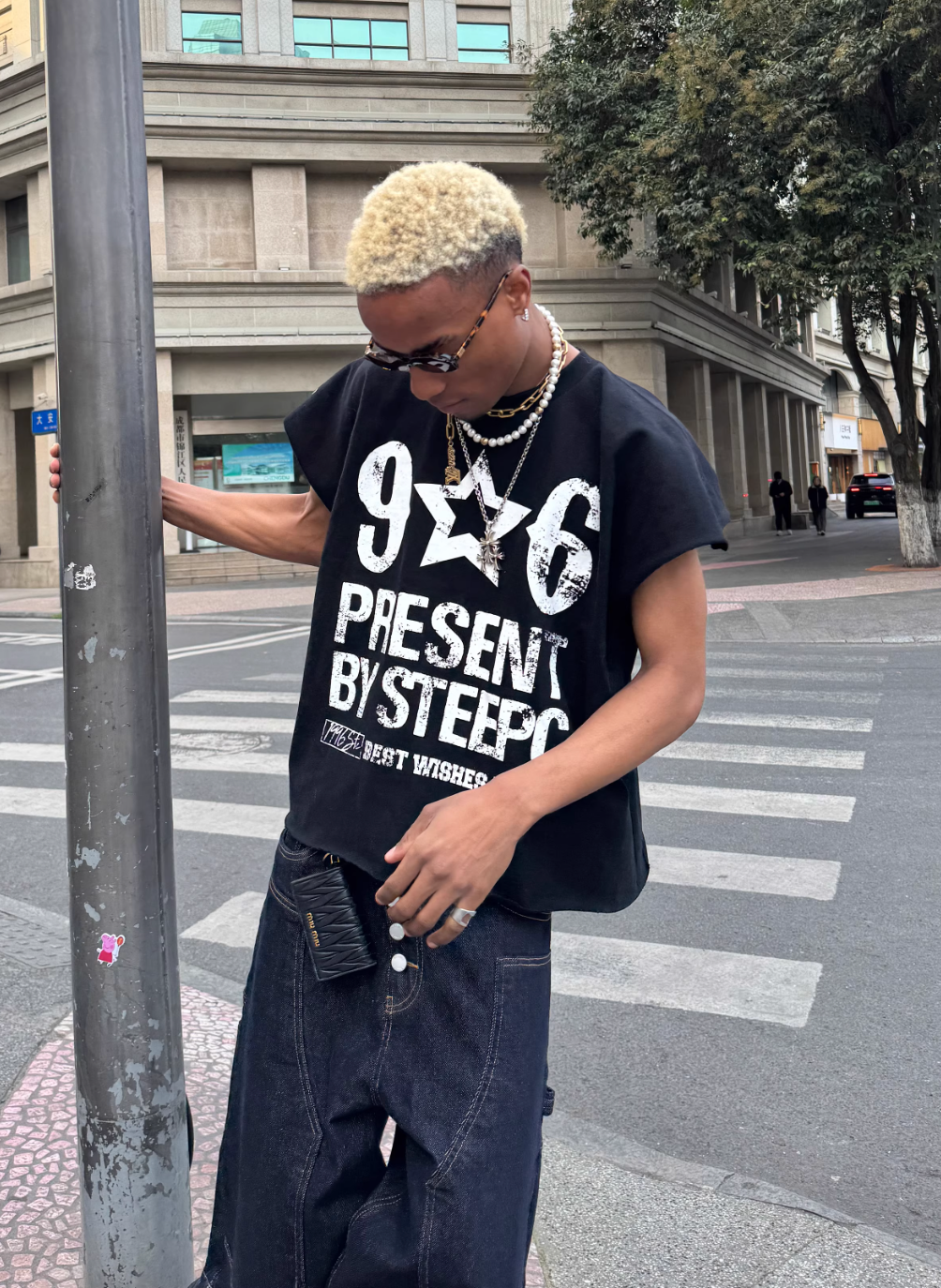 STEEPC Aged Printed Sleeveless Tee | Face 3 Face