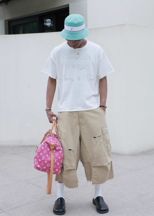 STEEPC Contrast Old Print Boxy Knit Tee | Face 3 Face