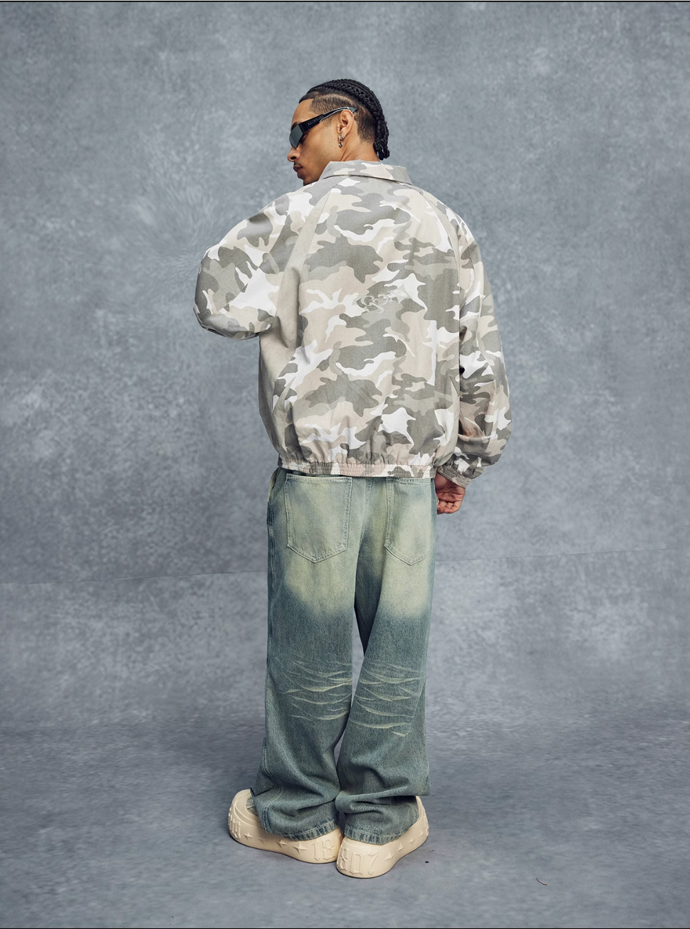 1807 Textured Leather Patchwork Camo Coach Jacket | Face 3 Face