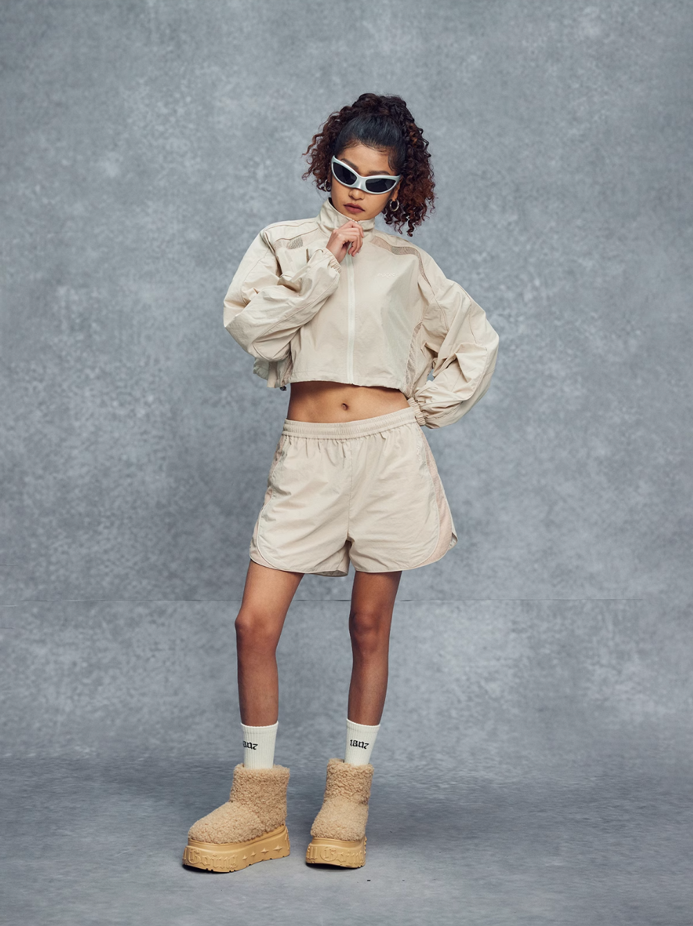 1807 Mesh Patchwork Cropped Track Jacket | Face 3 Face