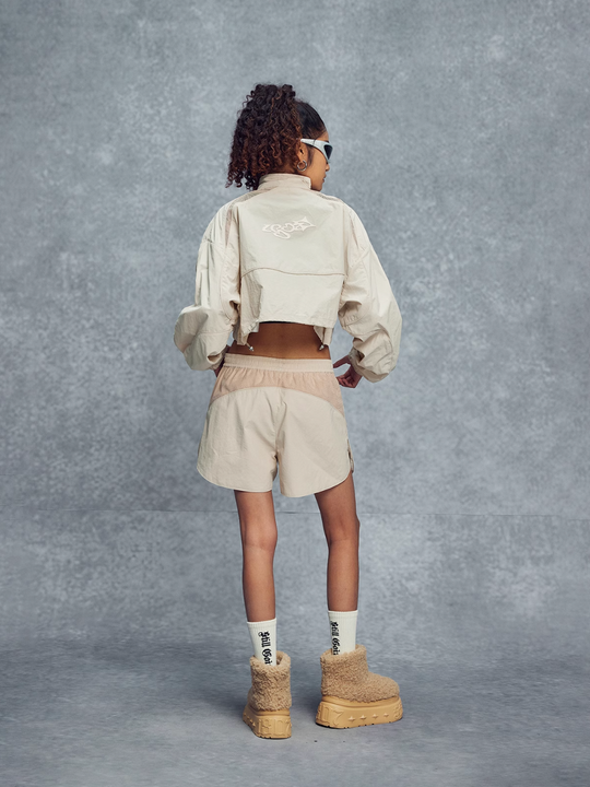 1807 Mesh Patchwork Cropped Track Jacket | Face 3 Face