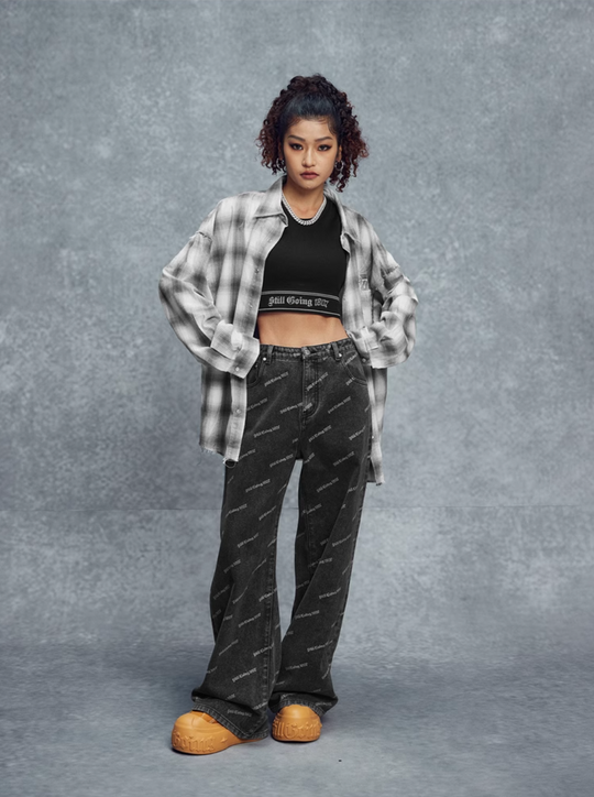 1807 Plaid Distressed Long Sleeve Shirt | Face 3 Face