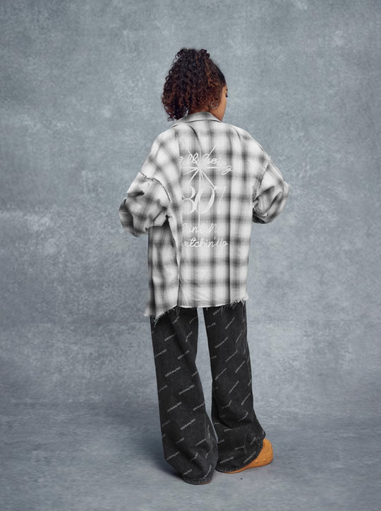 1807 Plaid Distressed Long Sleeve Shirt | Face 3 Face