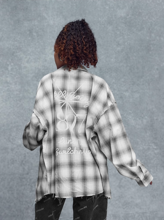 1807 Plaid Distressed Long Sleeve Shirt | Face 3 Face