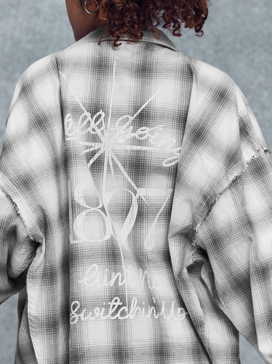 1807 Plaid Distressed Long Sleeve Shirt | Face 3 Face