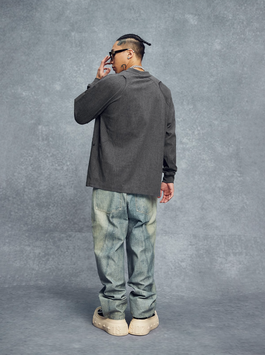 1807 Wax Print Patchwork Long Sleeve Tee | Face 3 Face