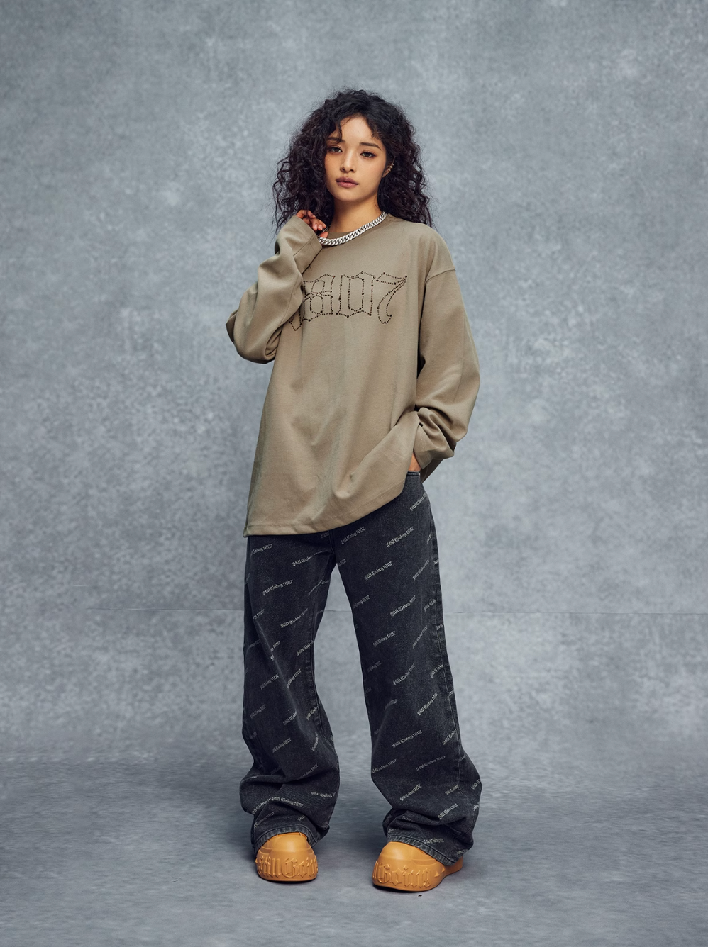 1807 Rhinestone Logo Long Sleeve Tee | Face 3 Face