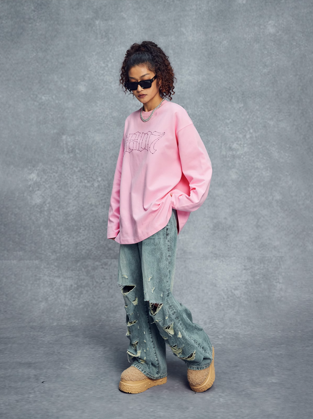 1807 Rhinestone Logo Long Sleeve Tee | Face 3 Face