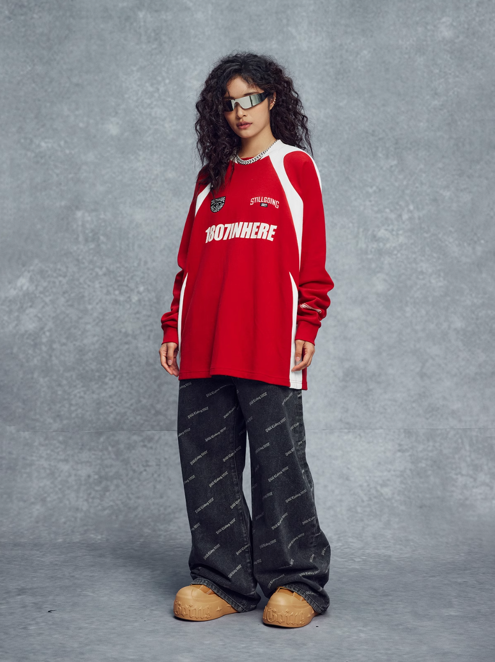 1807 Patchwork Number Sports Long Sleeve Tee | Face 3 Face