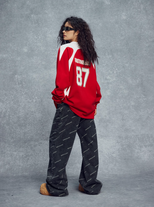 1807 Patchwork Number Sports Long Sleeve Tee | Face 3 Face