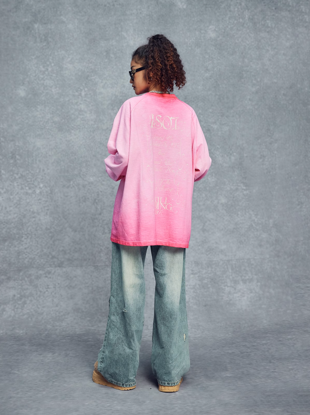 1807 Printed Heavy Wash Raglan Long Sleeve Tee | Face 3 Face