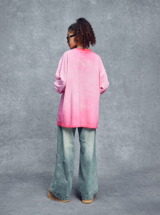 1807 Printed Heavy Wash Raglan Long Sleeve Tee | Face 3 Face