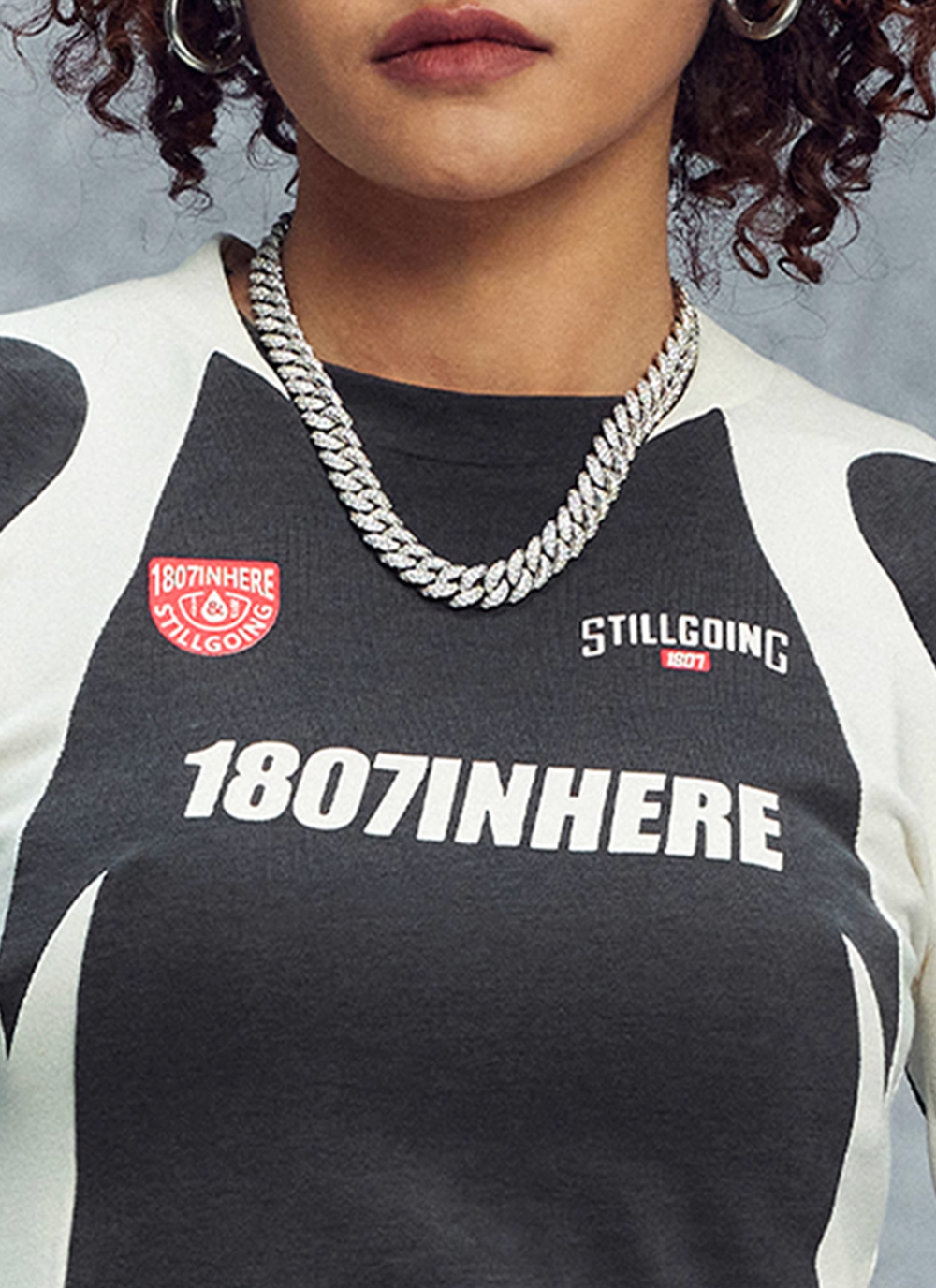 1807 Colorblock Cropped Slim Football Long Sleeve Tee | Face 3 Face