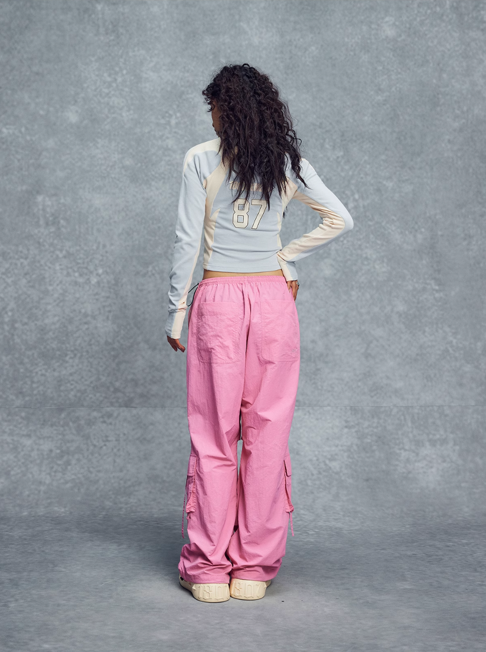 1807 Colorblock Cropped Slim Football Long Sleeve Tee | Face 3 Face