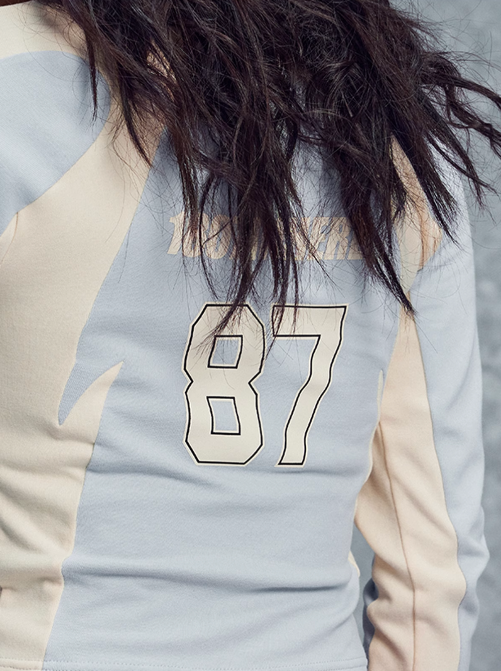 1807 Colorblock Cropped Slim Football Long Sleeve Tee | Face 3 Face