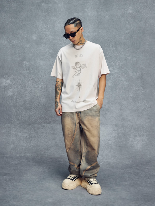 1807 Hand Painted Angel Print Tee | Face 3 Face