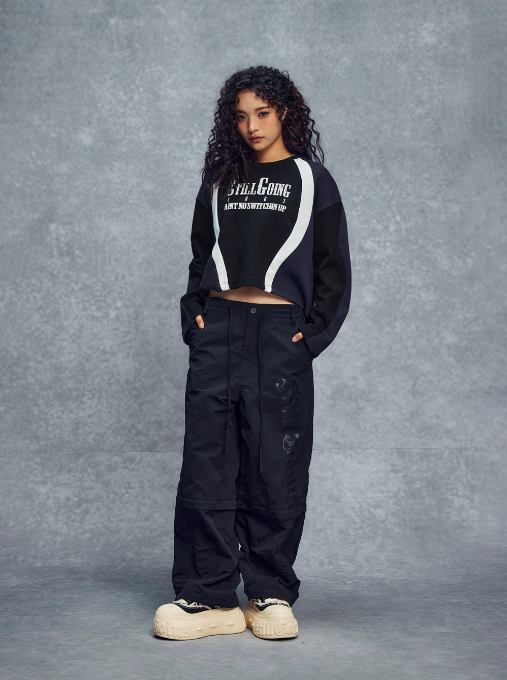 1807 Colorblock Sports Cropped Long Sleeve Tee | Face 3 Face