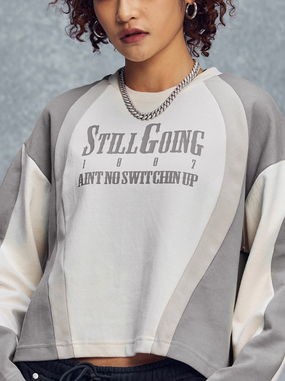 1807 Colorblock Sports Cropped Long Sleeve Tee | Face 3 Face