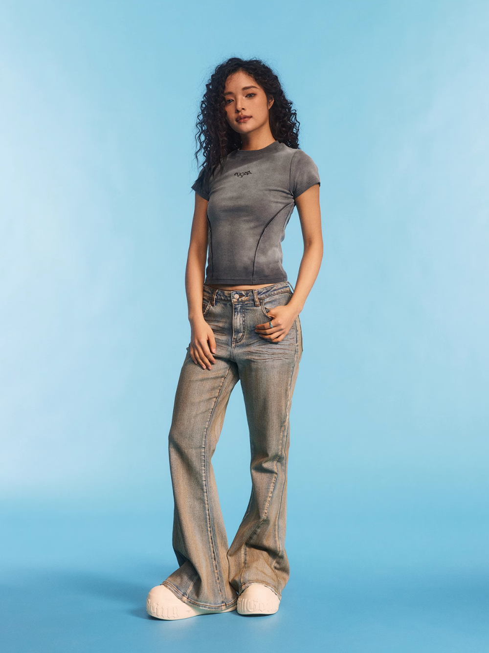 1807 Washed Cropped Slim Tee | Face 3 Face