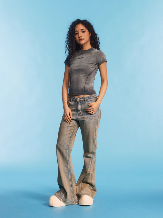 1807 Washed Cropped Slim Tee | Face 3 Face