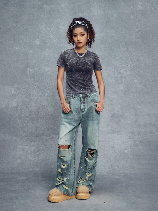 1807 18xxx7 3D Embroidered Tie Dye Slim Tee | Face 3 Face