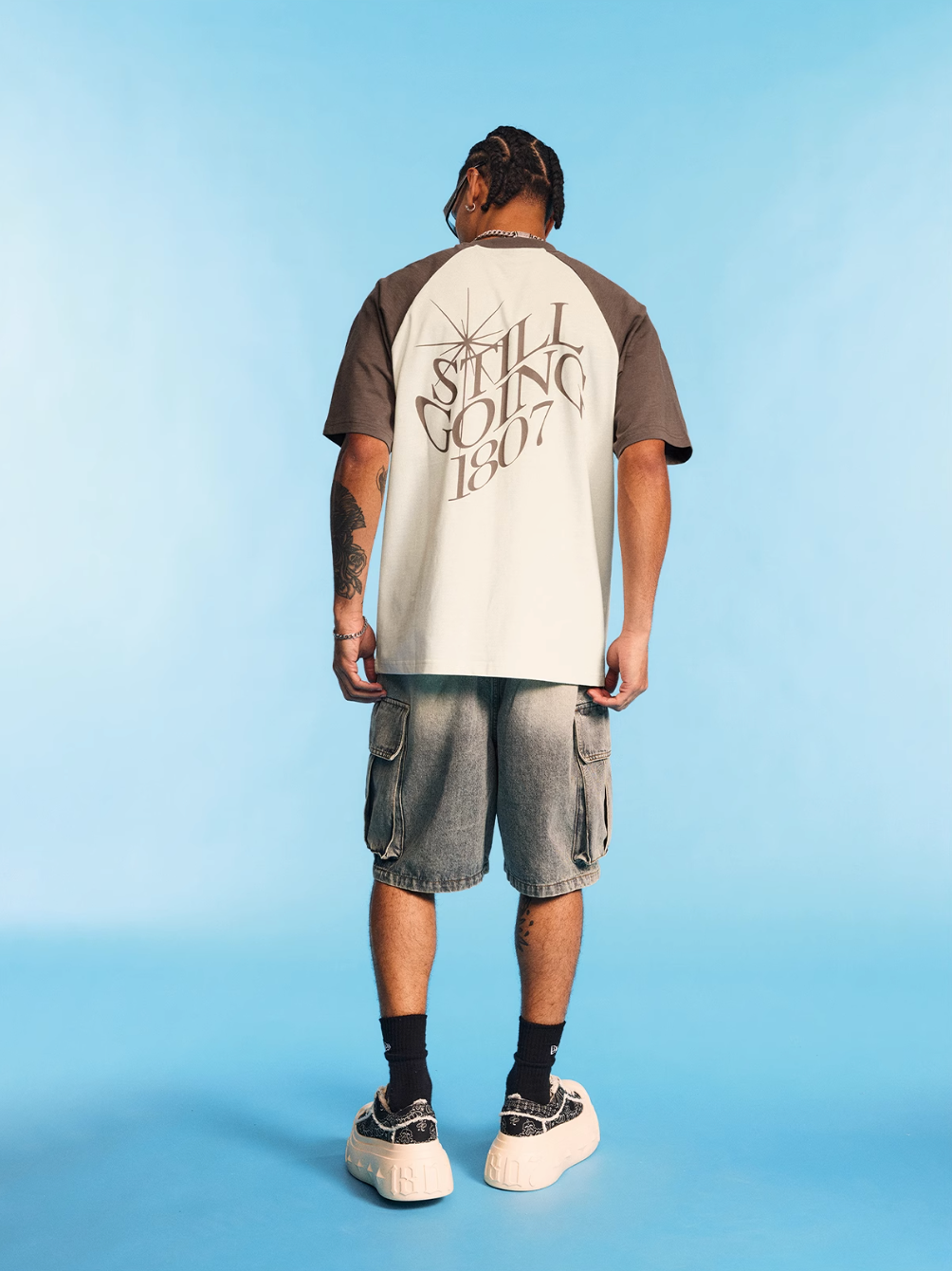 1807 Colorblock Wave Print Raglan Tee | Face 3 Face