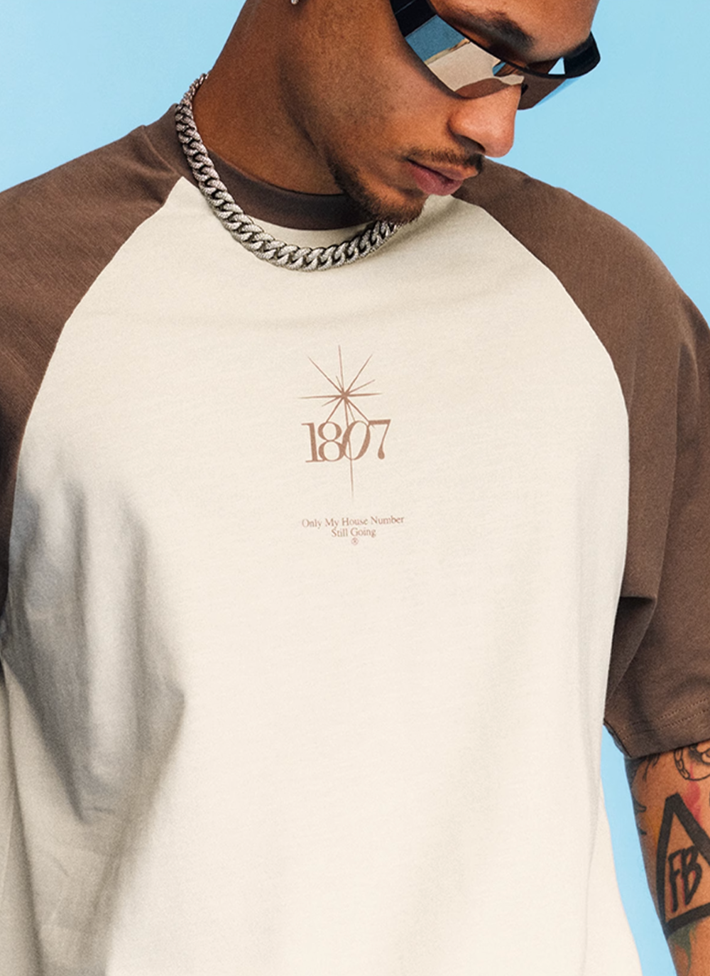 1807 Colorblock Wave Print Raglan Tee | Face 3 Face