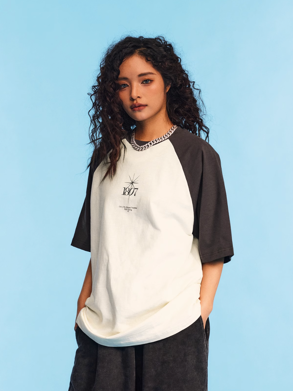 1807 Colorblock Wave Print Raglan Tee | Face 3 Face