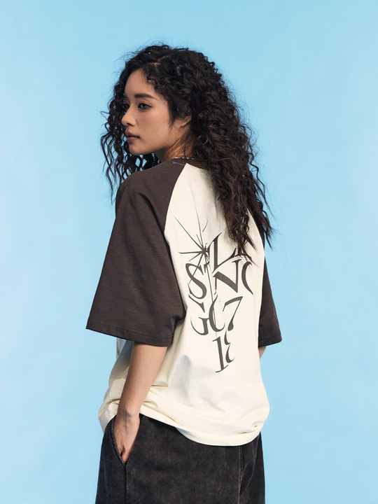 1807 Colorblock Wave Print Raglan Tee | Face 3 Face