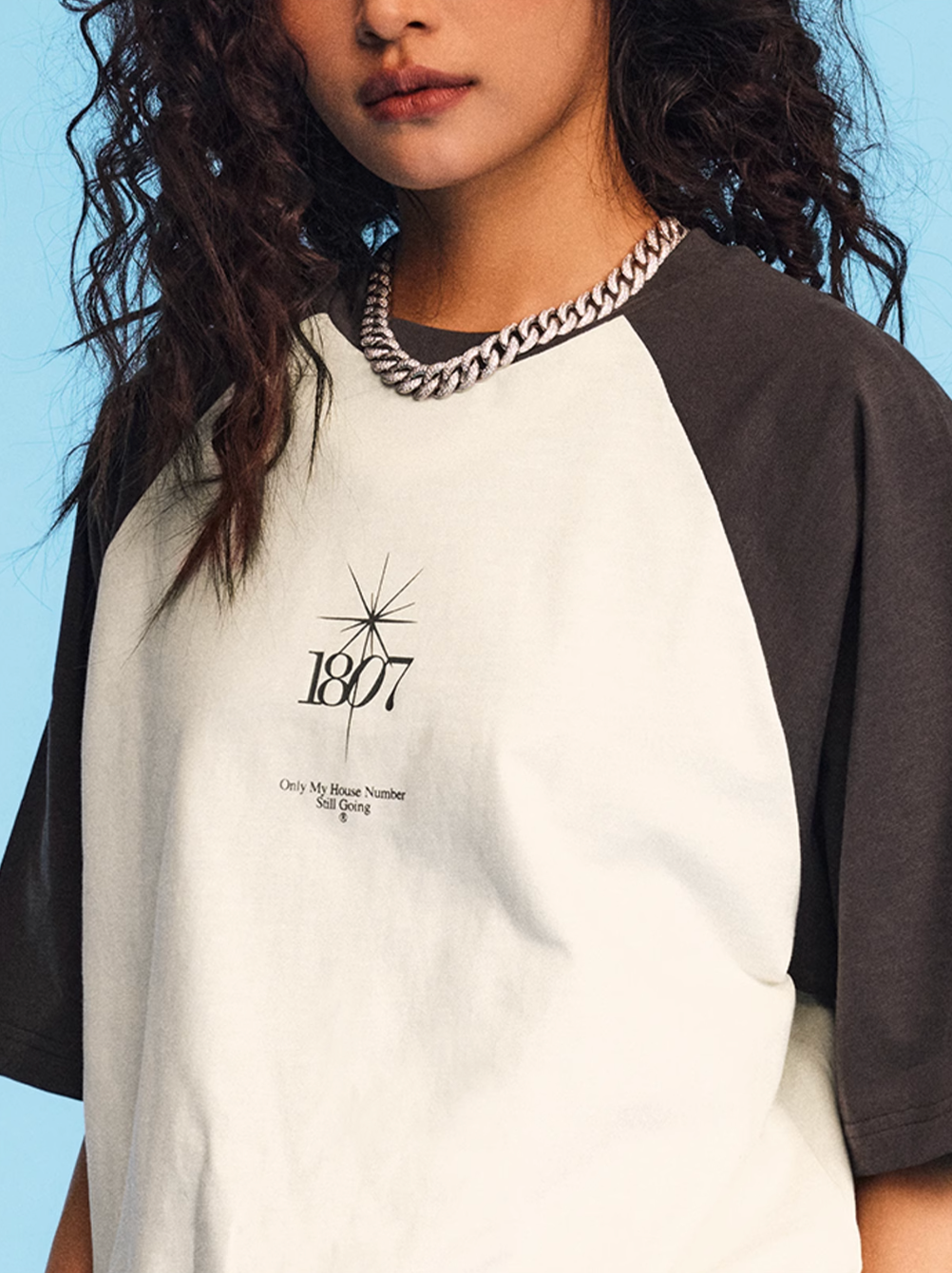1807 Colorblock Wave Print Raglan Tee | Face 3 Face