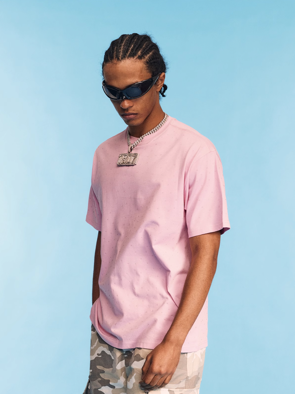 1807 Full Rhinestone Embroidery Logo Tee | Face 3 Face