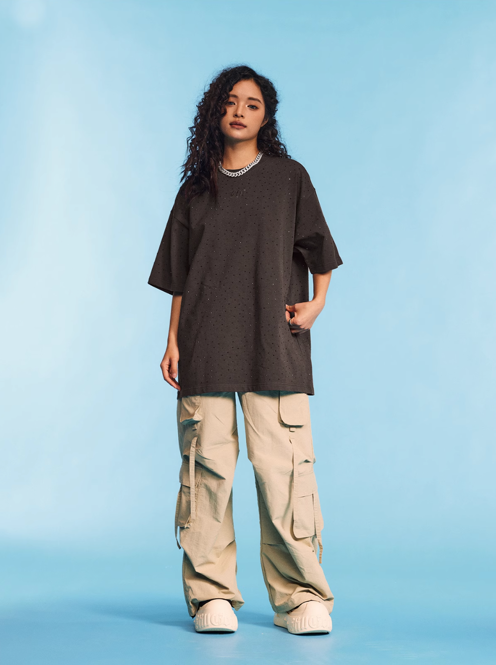 1807 Full Rhinestone Embroidery Logo Tee | Face 3 Face