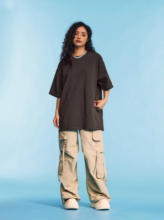 1807 Full Rhinestone Embroidery Logo Tee | Face 3 Face